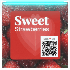 The Iomist produce tracking system scanning a strawberry clamshell for FSMA 204 compliance